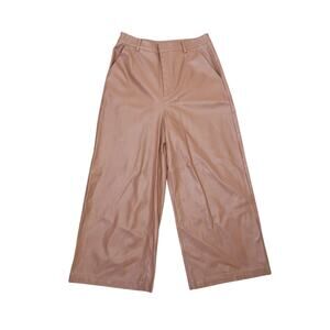 Forever 21 Camel Tan Faux Leather High Rise Wide Leg Pants S